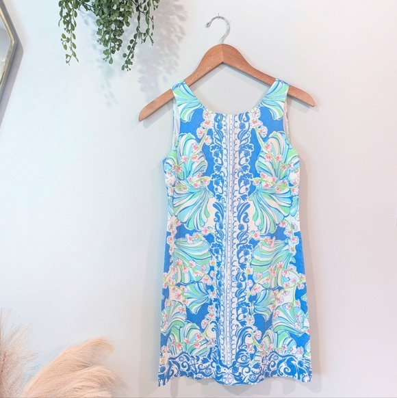 Lilly Pulitzer Dresses & Skirts - Lilly Pulitzer Cathy Blue Floral-Patterned Sleeveless Shift Dress Sz 00